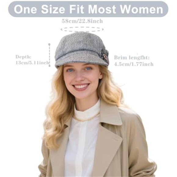 2 Pcs Women\'s Newsboy Cap Women Retro Classic Visor Newsboy Cabbie Cap Beret